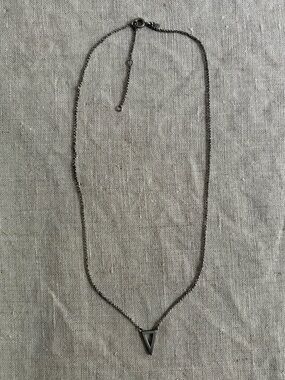 Minimal .925 Oxidized Sterling Silver Triangle Pendant Necklace for Women